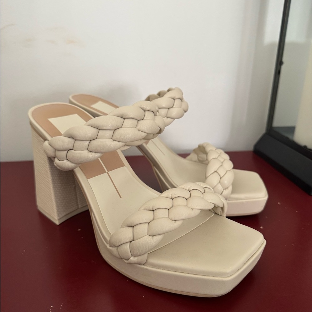 Dolce Vita Braided Block Heel- Cream Size 6.5